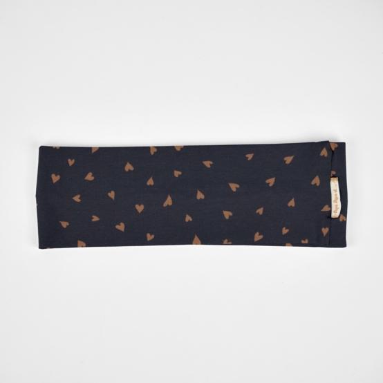 Bandeau jersey coeur caramel marine