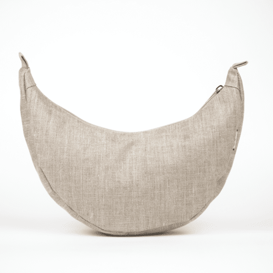 Sac demi lune petit  lin argenté