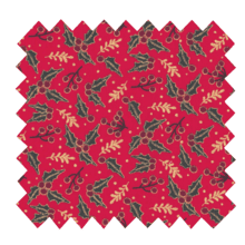 Tissu coton au mètre ex2252 houx rouge