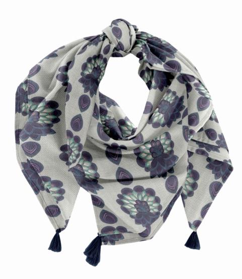 Foulard pompon lotus vert