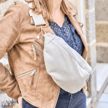 Sac banane velours côtelé beige