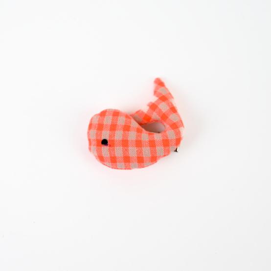 Barrette Baleine vichy orange fluo