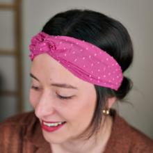 Bandeau croisé plumetis rose fuchsia