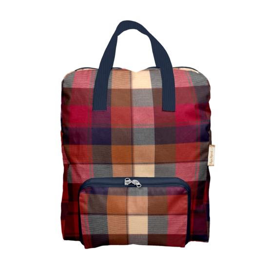 Sac à dos pliable Gaby tartan lurex rubis