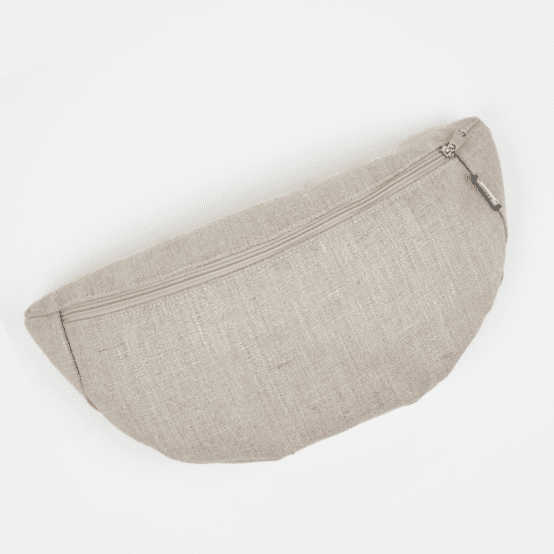 Petit sac banane lin argenté