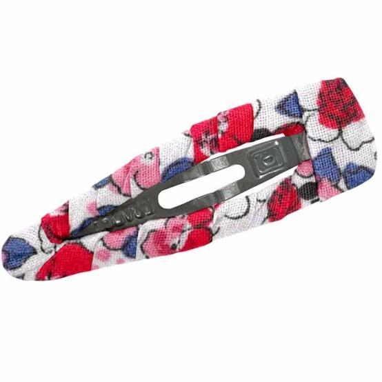 Barrette clic-clac tissu rouge corolle
