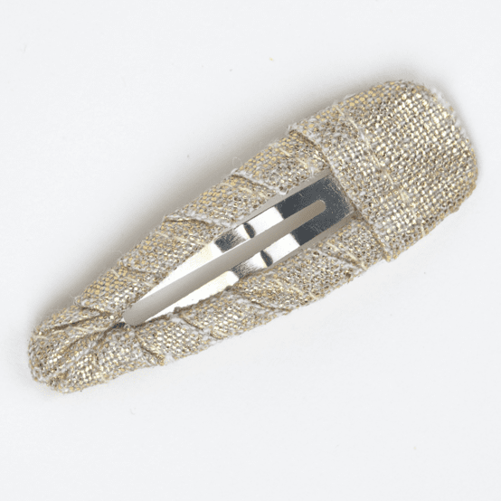 Barrette clic-clac tissu  lin pailleté