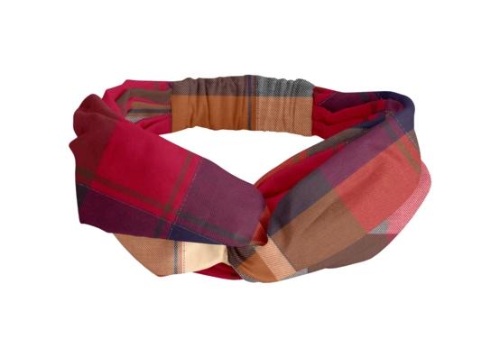 Bandeau croisé enfant 3 - 8 ans Tartan lurex rubis