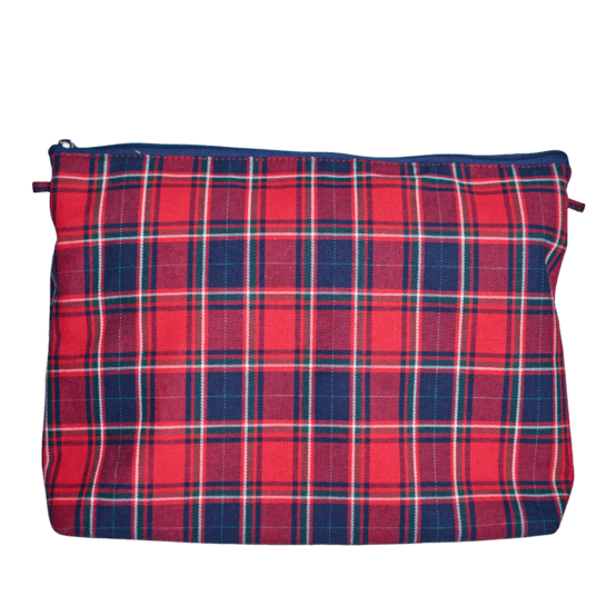 Trousse de toilette tartan rouge