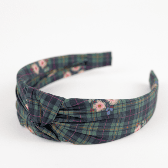 Serre-tête Large Croisé tartan fleuri