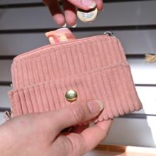Mini pochette porte-monnaie velours côtelé rose blush