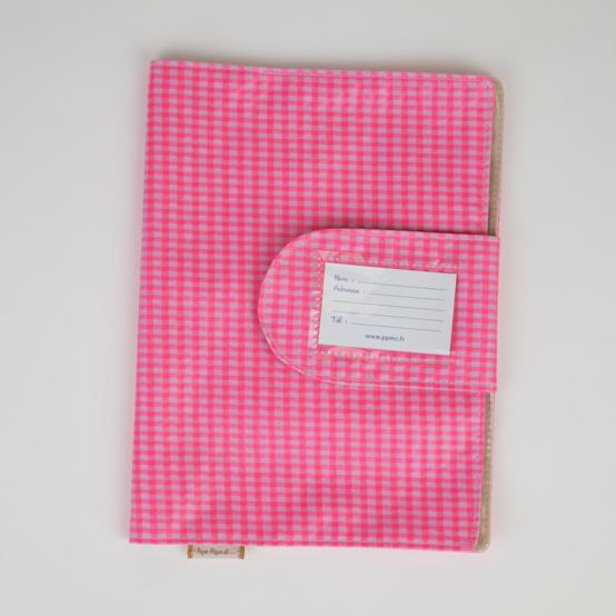 Protège carnet de santé vichy rose fluo