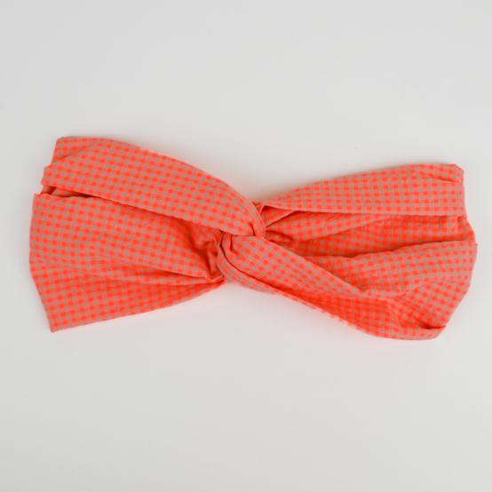 Bandeau croisé vichy orange fluo