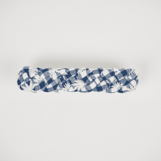 Barrette cheveux tressée vichy brodé marine