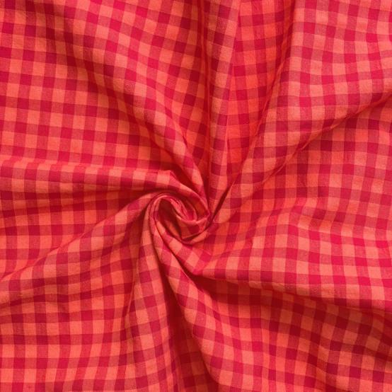 Tissu coton au mètre ex2535 vichy seersucker rouge orange