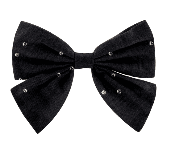 Barrette noeud papillon gaze pois or noir