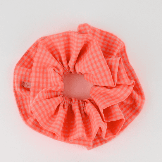 Maxi chouchou double vichy orange fluo