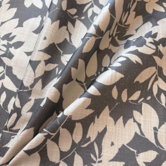 Tissu enduit  au mètre ex2582 feuillage encre anthracite