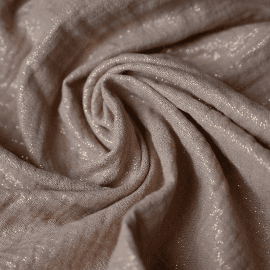 Tissu ex2361 double gaze pailletée camel