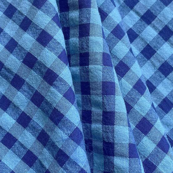 Tissu coton au mètre ex2533 vichy seersucker bleu navy