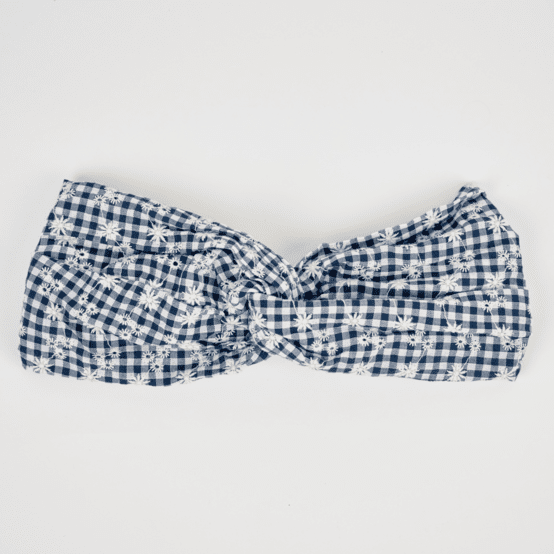 Bandeau croisé vichy brodé marine