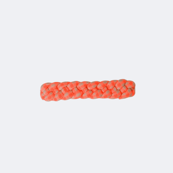 Barrette cheveux tressée vichy orange fluo
