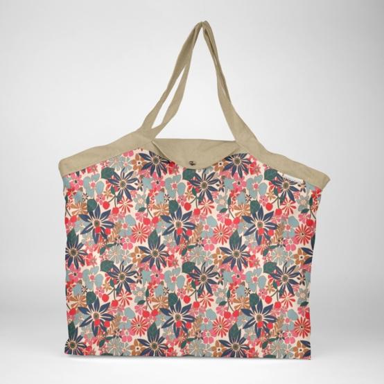 Sac cabas grand cerise en fleur