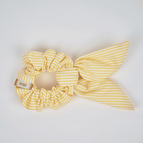 Chouchou nœud  rayé jaune