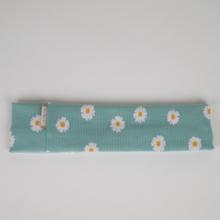 Bandeau jersey côtelé marguerite menthe