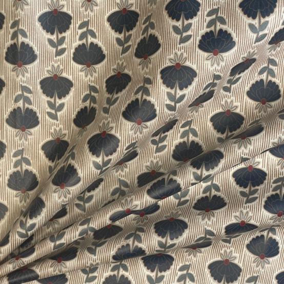 Tissu enduit  au mètre ex2579 shanti marine or