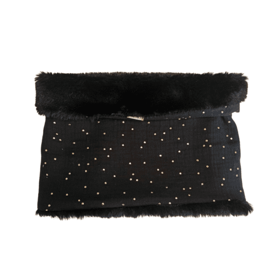 Echarpe tube enfant gaze pois or noir