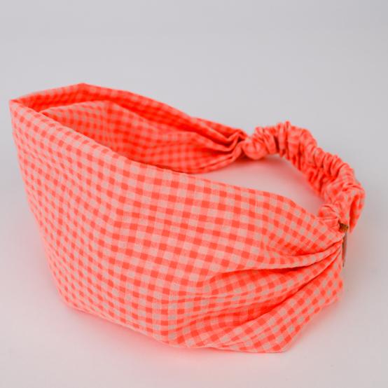 Bandeau fichu Enfant vichy orange fluo