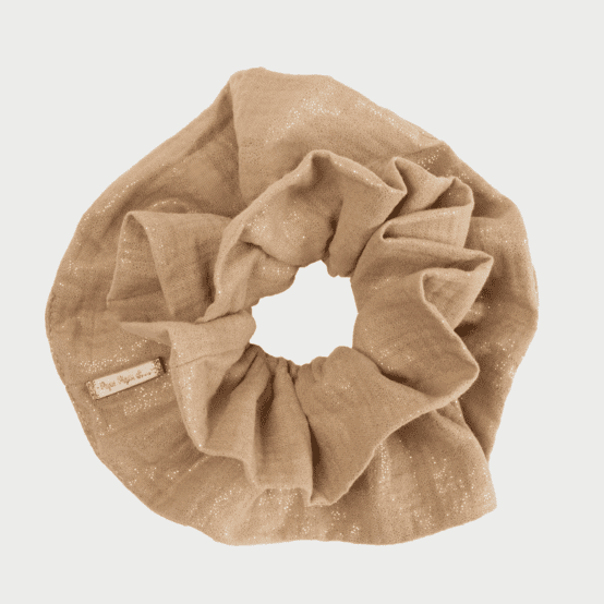 Chouchou XL double gaze pailletée camel