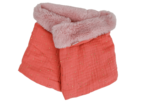 Echarpe tube enfant gaze pois or rose blush