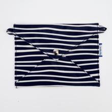 Pochette enveloppe moyenne rayé ivoire marine