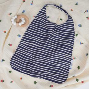 Serviette enfant élastique rayé ivoire marine