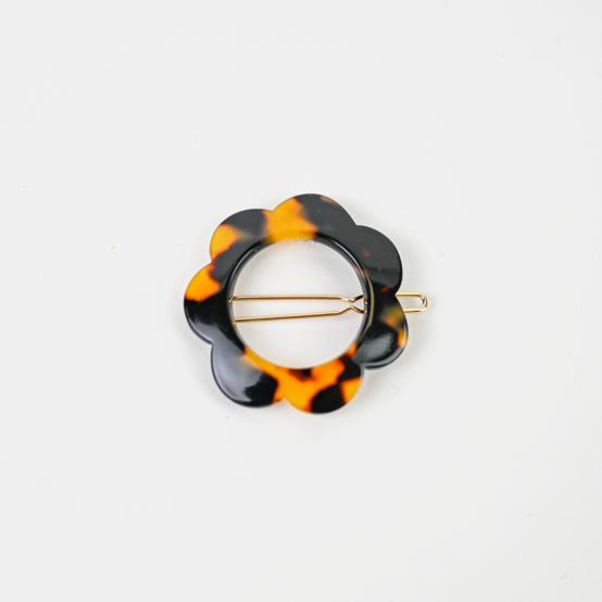 Barrette fleur petite leopard