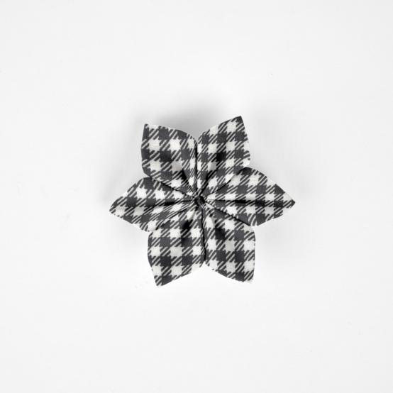 Barrette fleur étoile vichy noir