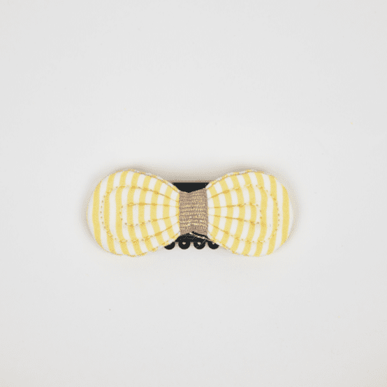 Barrette Noeud Anti-Glisse rayé jaune