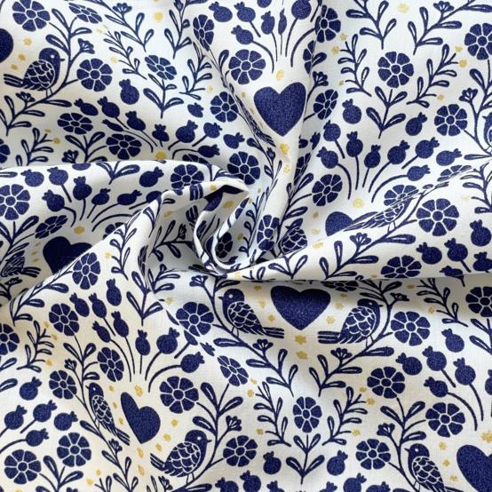 Tissu coton au mètre scandinavia bleu