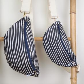 Petit sac banane rayé ivoire marine