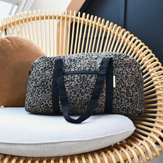 Sac week-end leopard matelassé moka