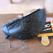Porte-monnaie banane noir pailleté
