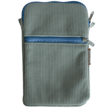 Pochette téléphone matelassée velours côtelé vert lagon