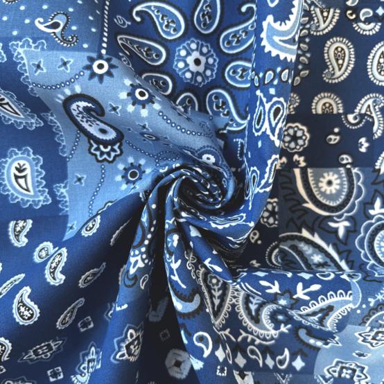 Tissu coton au mètre ex2640 bandana patch bleu