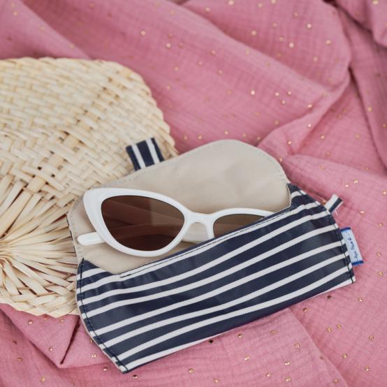 Etui à lunettes rayé ivoire marine