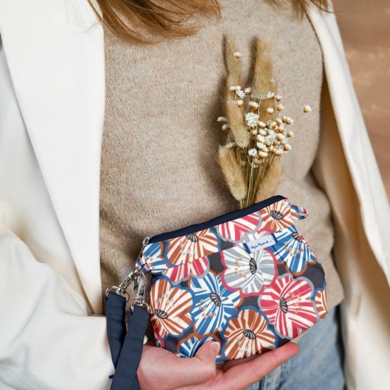 Mini pochette plissée anémones rayées