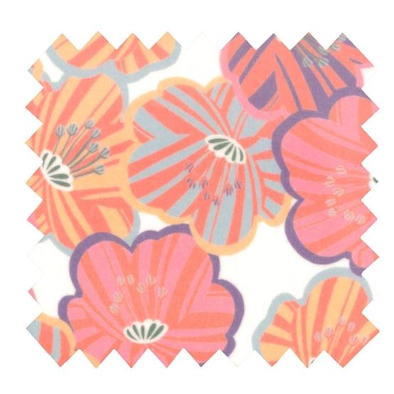 Tissu enduit  au mètre ex2540 anemones rayées pastel