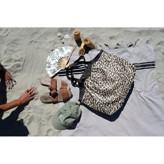 Sac cabas taille moyenne plissé leopard