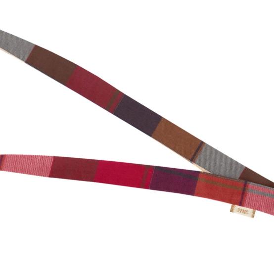 Porte-clés collier tartan lurex rubis